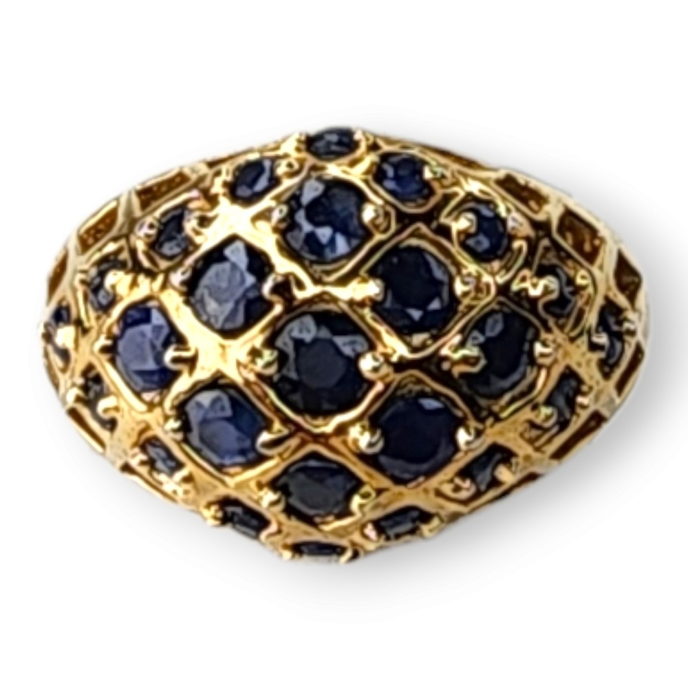 Ross Simons Cocktail Ring Sterling Silver Gold Vermeil 7.75‎ Blue Sapphire Dome - Picture 3 of 10